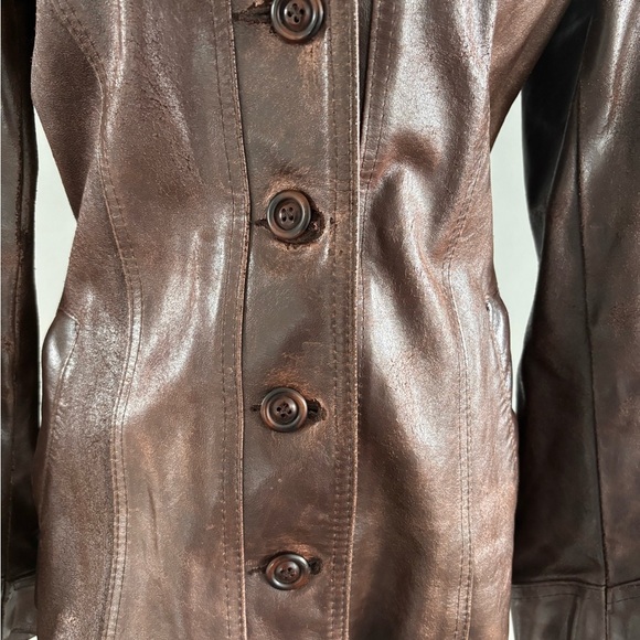 Vintage Women's Brown Leather Jacket - Picture 1 of 10